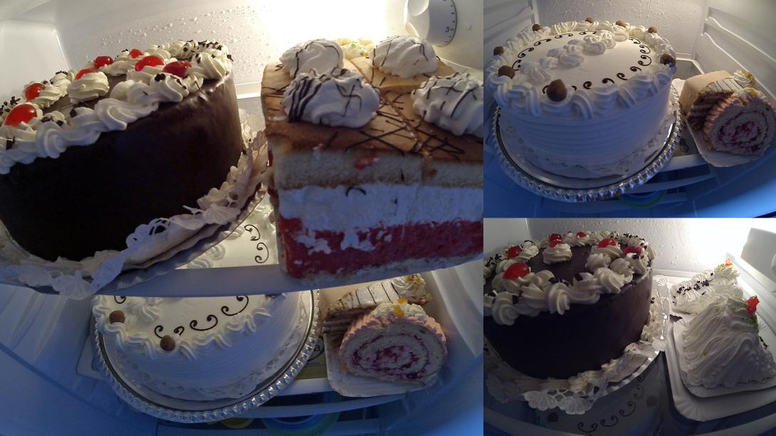 Gesztenye torta, Lúdláb torta, Sarokház 2db, Meggyes krémes 4db, Eszterházy szelet, Marcipános szelet, stb..