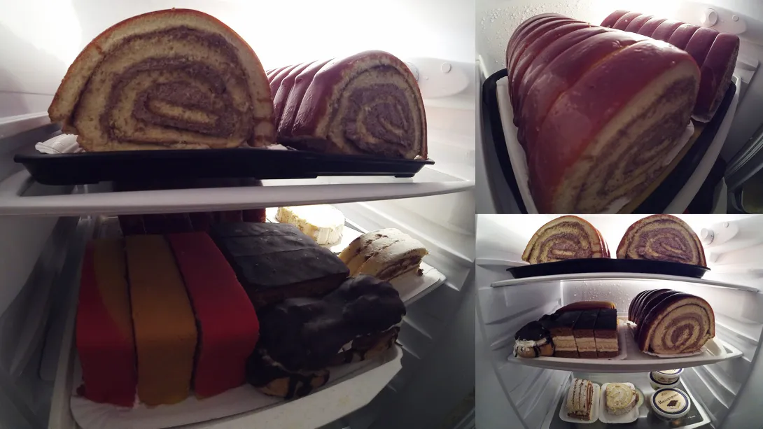 Dobos tekercs 24db, Marcipános szelet, Sport szelet, Gesztenyés karika. stb.. (Mascarpone)