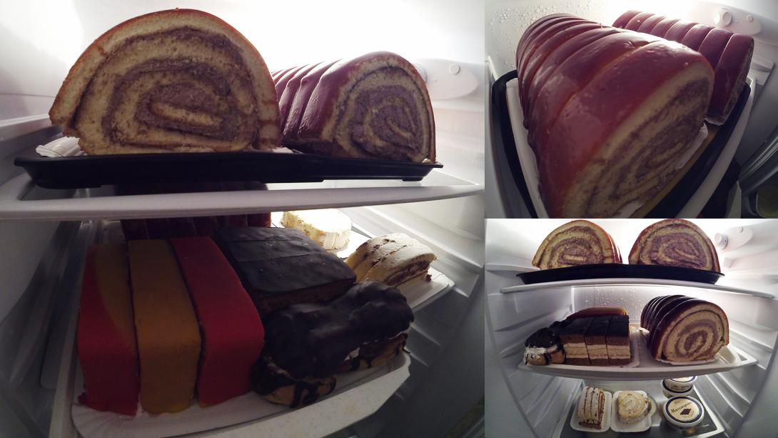 Dobos tekercs 24db, Marcipános szelet, Sport szelet, Gesztenyés karika. stb.. (Mascarpone)