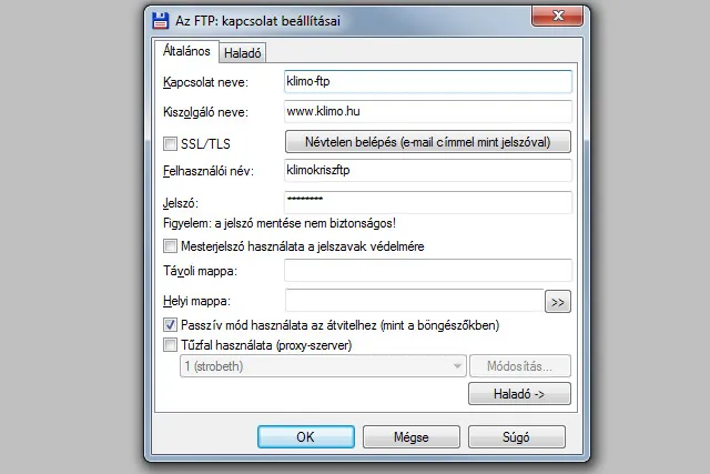 FTP elérés beállítása Total Commander-ben