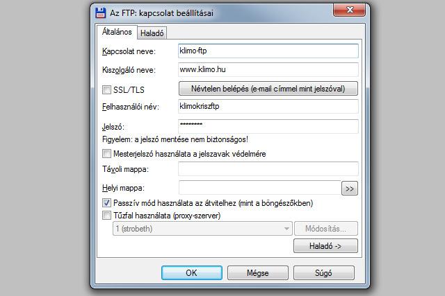 FTP elérés beállítása Total Commander-ben