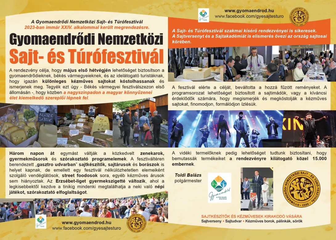 Gyomaendrődi Nemzetközi Sajt- és Túrófesztivál prospektus