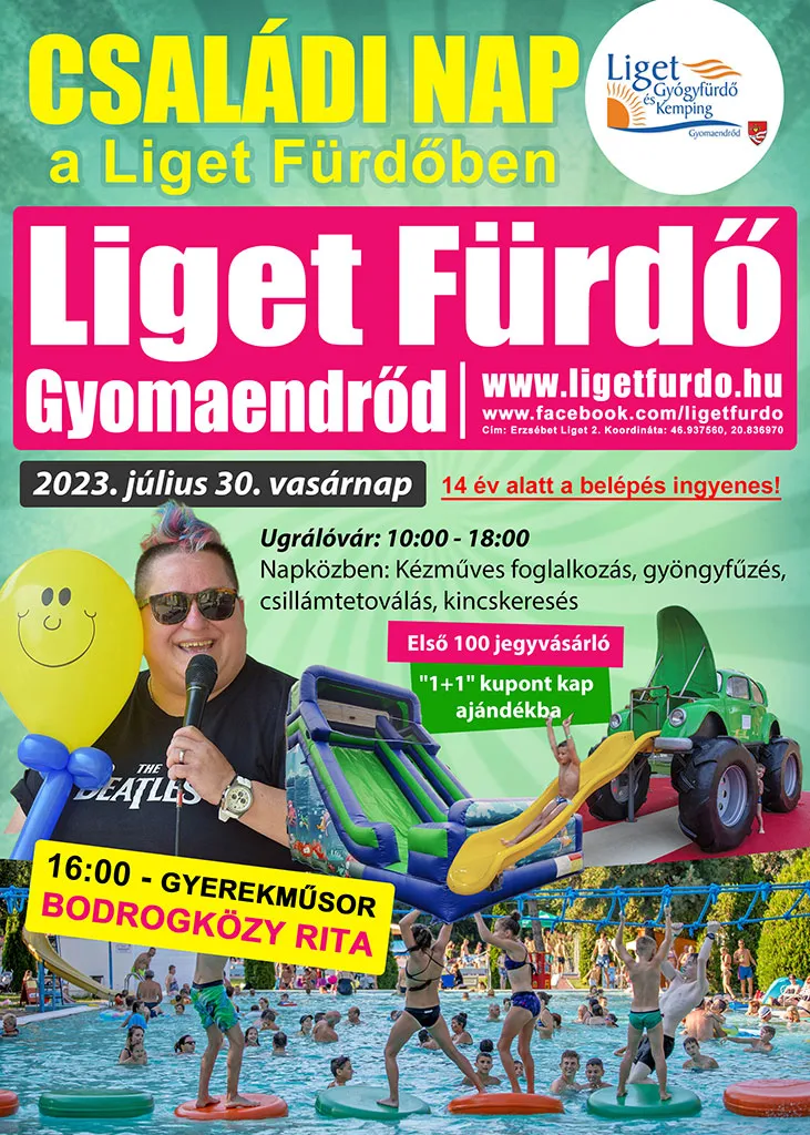 Családi nap a Liget Fürdőben - rendezvény plakát