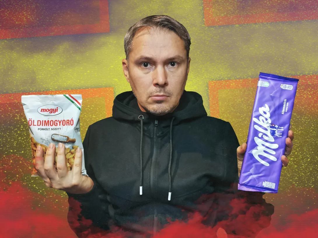 Mogyi pörkölt, sózott földimogyoró és Óriás Milka alpesi táblás tejcsokoládé