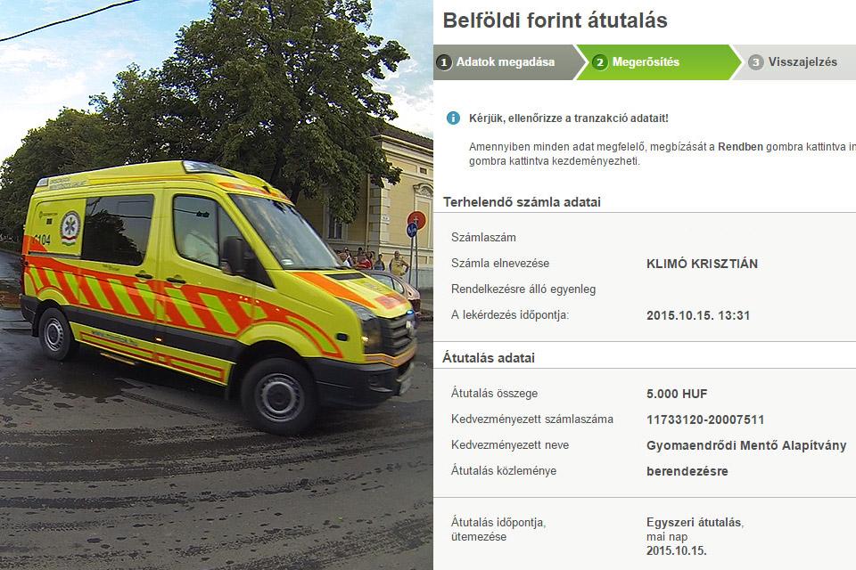 Adomány a Gyomaendrődi Mentő Alapítványnak