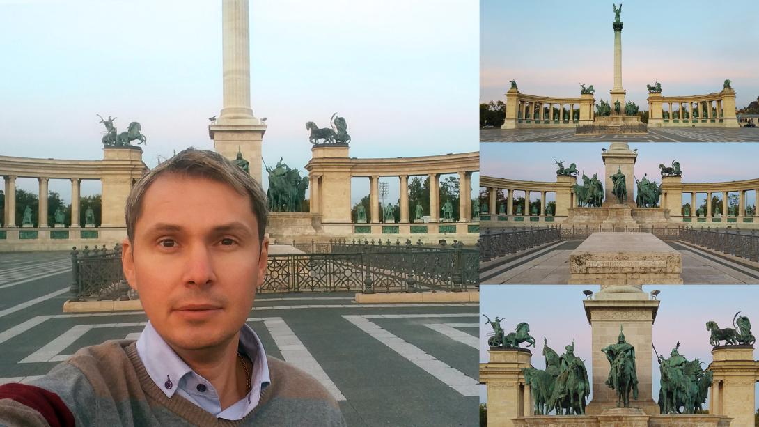 Hősök tere, a Millenniumi emlékmű szobrai és Gábriel arkangyal