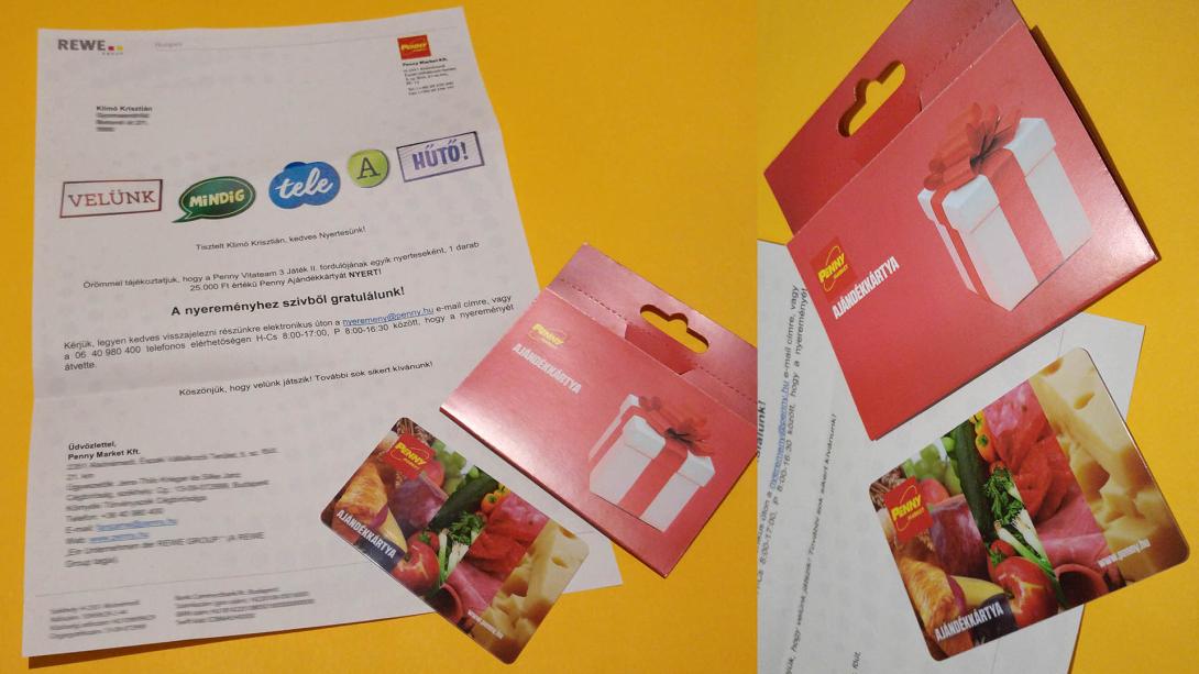 A Penny Market Magyarország nagy Szelfi játék nyertese vagyok