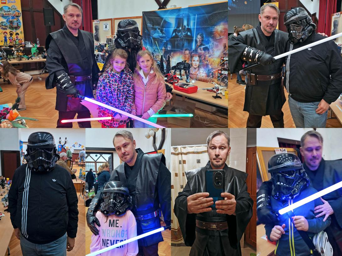 Anakin Skywalker (Darth Vader) cosplay-ben én voltam az Erő sötét oldalának ura. A Lázadók fotózkodhattak velem, miközben a LEGO-k közt járőröztem a galaxis e kis szegletében, Padmé Amidala hercegnőt kerestem – a bátor ellenállóknak pedig fotózás közben egy kis birodalmi cukorka jutott.