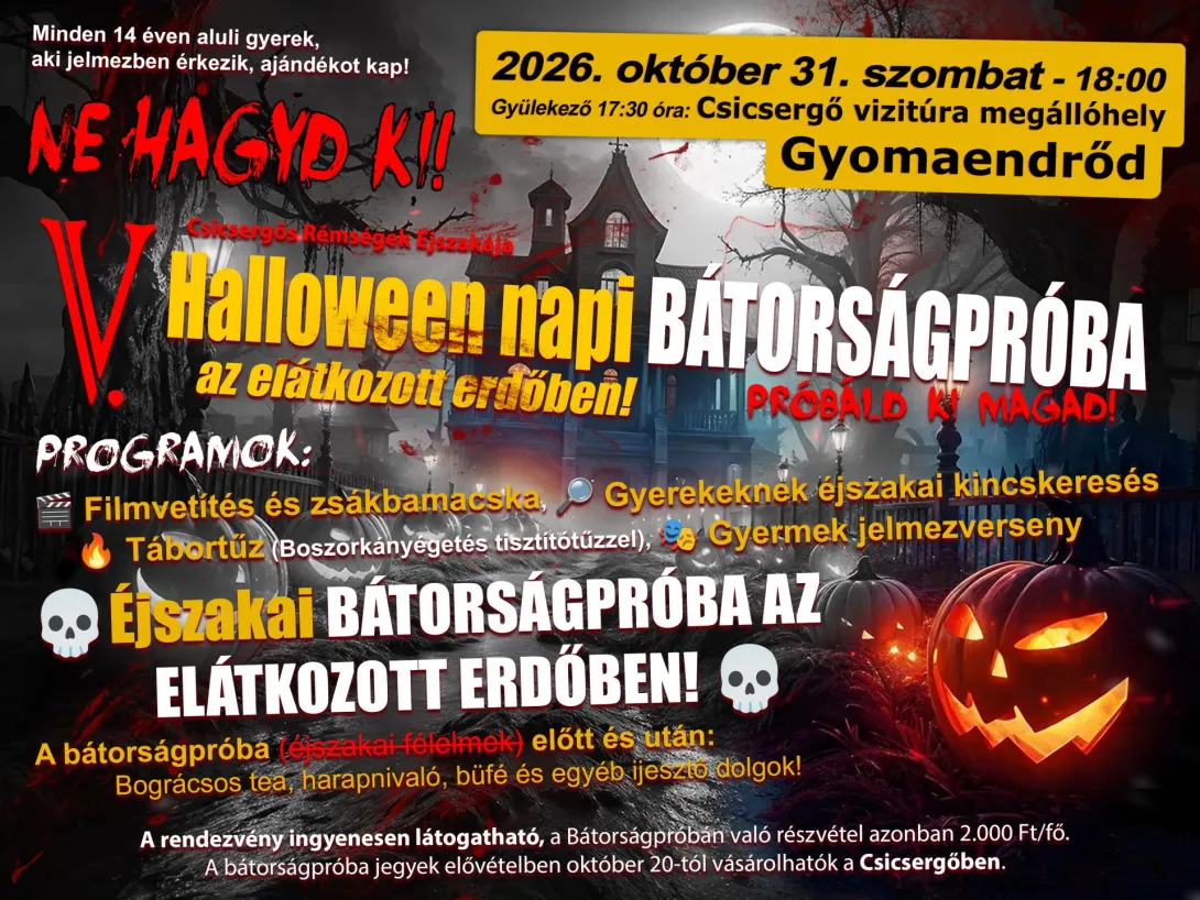 V. Halloween napi bátorságpróba az elátkozott erdőben